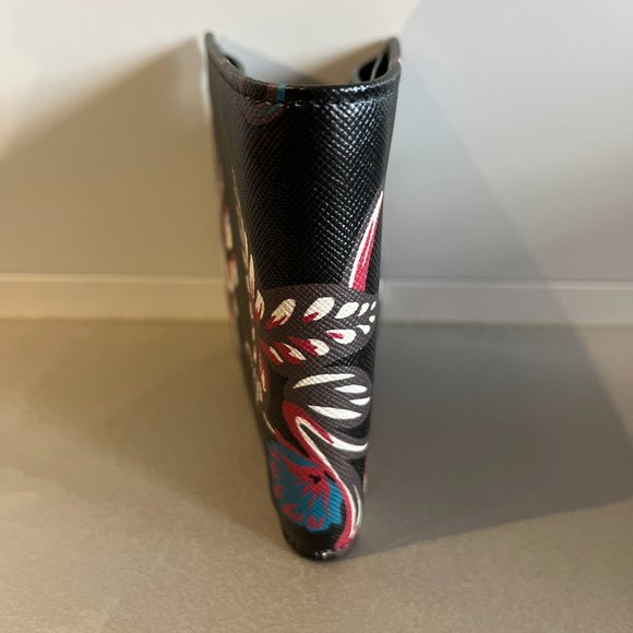 Prada Ramage Nero Saffiano Floral Bifold Wallet - Picture 3 of 7